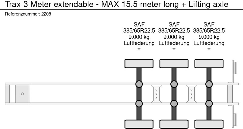 Dropside/ Flatbed semi-trailer Trax 3 Meter extendable - MAX 15.5 meter long + Lifting axle: picture 17