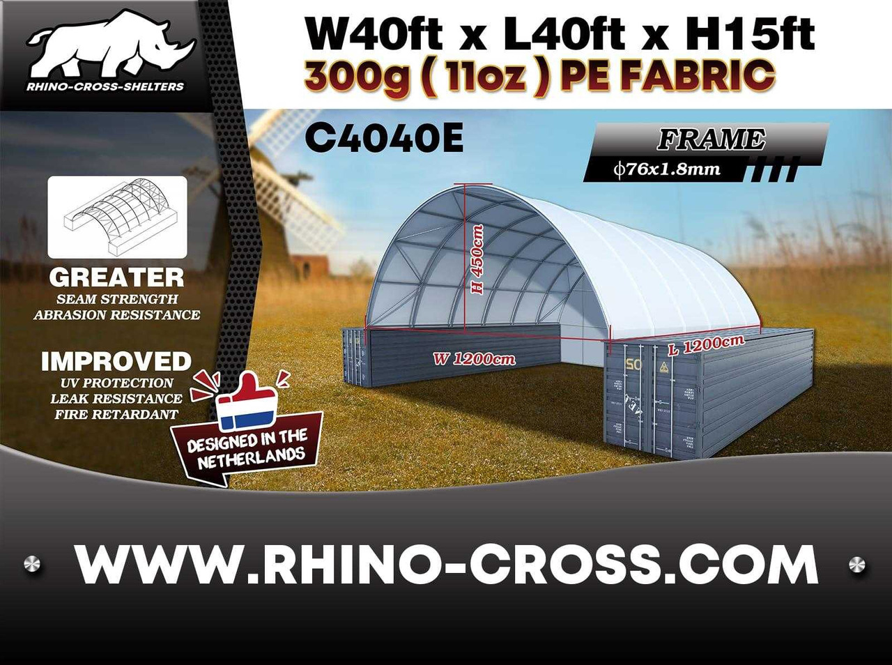 Rhino-Cross-Shelter C4040E - 12x12x4,5 m met eind zeil - Storage tank: picture 2 Rhino-Cross-Shelter C4040E - 12x12x4,5 m met eind zeil - Storage tank: picture 2