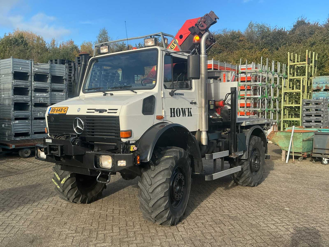 2002 MERCEDES-BENZ UNIMOG U2150L WITH PALFINGER PK 9501 CRANE AND AERIAL PLATFORM - Truck: picture 1 2002 MERCEDES-BENZ UNIMOG U2150L WITH PALFINGER PK 9501 CRANE AND AERIAL PLATFORM - Truck: picture 1