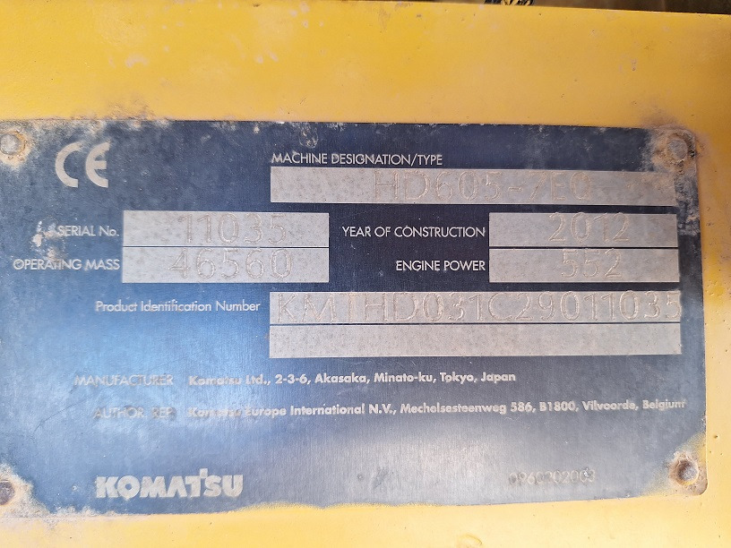 KOMATSU HD605-7EO - Rigid dumper/ Rock truck: picture 5 KOMATSU HD605-7EO - Rigid dumper/ Rock truck: picture 5