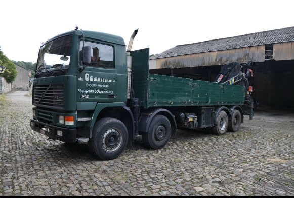 Dropside/ Flatbed truck, Crane truck Camion plateau ridelle avec grue auxiliaire Volvo F12 (1994-64.040 km-VIN:YV2H5A7G6RA225775): picture 1