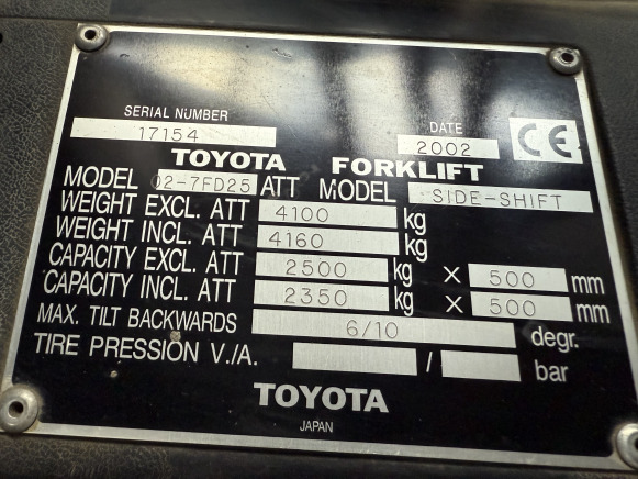 Chariot élévateur frontal électrique TOYOTA 02-7FD25 - Other machinery: picture 3 Chariot élévateur frontal électrique TOYOTA 02-7FD25 - Other machinery: picture 3