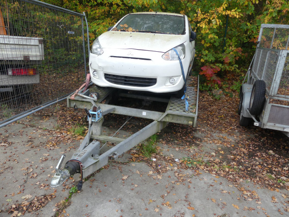 Remorque plateau double essieu (saisie sur voirie) marque illisible - Autotransporter trailer: picture 1 Remorque plateau double essieu (saisie sur voirie) marque illisible - Autotransporter trailer: picture 1