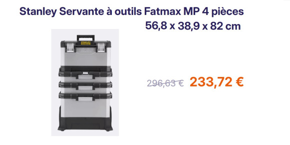 Servante d'atelier sur roulettes STANLEY FATMAX MP 4 pièces - Warehouse equipment: picture 1 Servante d'atelier sur roulettes STANLEY FATMAX MP 4 pièces - Warehouse equipment: picture 1