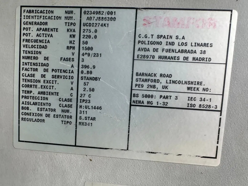 Generator set GESAN DVR 250 Volvo Stamford 275 kVA Silent Rental generatorset: picture 10