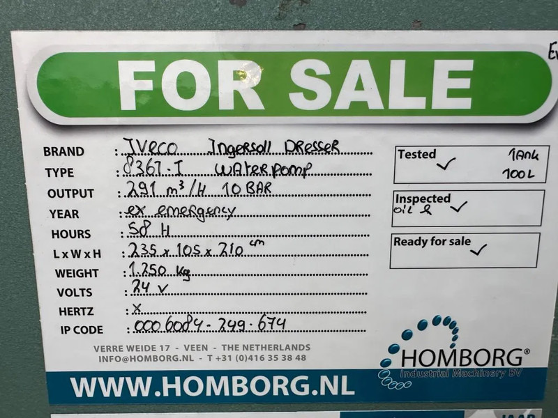 Water pump Iveco 8361 - I Ingersoll Dresser Pumps 291 m3 / h 10 Bar Diesel Waterpomp 58 hours !: picture 13