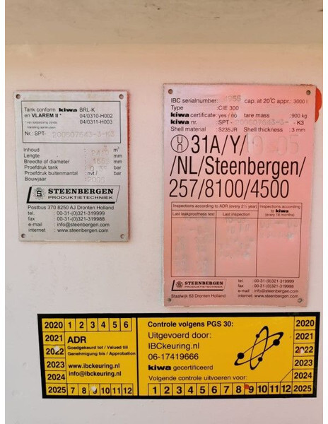 Kiwa IBC Steenbergen 3000 liter diesel tank met keuring ! - Storage tank: picture 3 Kiwa IBC Steenbergen 3000 liter diesel tank met keuring ! - Storage tank: picture 3