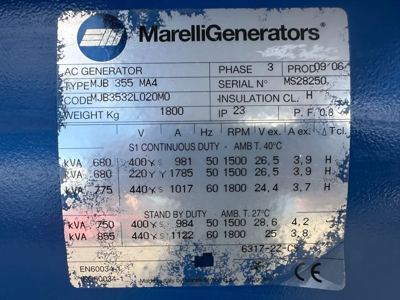 Generator set MTU 12V 2000 Marelli 750 kVA generatorset: picture 9
