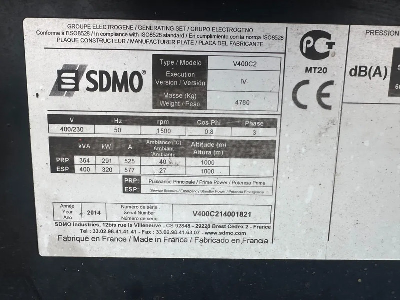 SDMO V400C2 Volvo Penta 440 kVA Silent generatorset - Generator set: picture 3 SDMO V400C2 Volvo Penta 440 kVA Silent generatorset - Generator set: picture 3