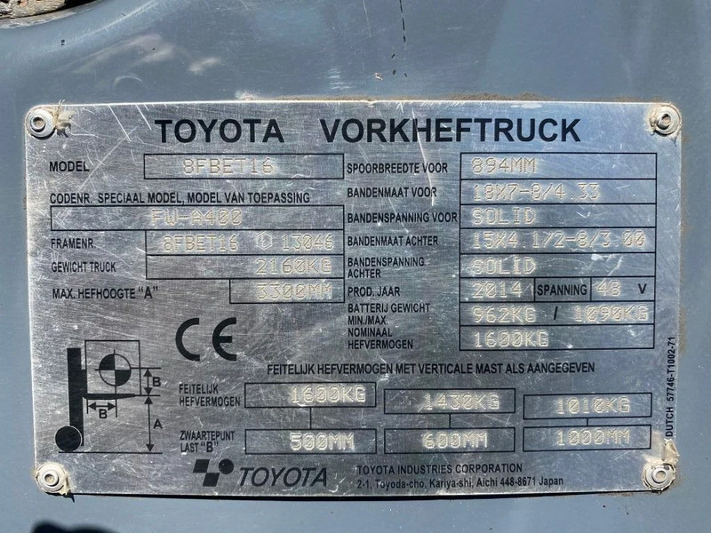 Toyota Traigo 16 1.6 ton Duplex Freelift Elektra Heftruck - Electric forklift: picture 4 Toyota Traigo 16 1.6 ton Duplex Freelift Elektra Heftruck - Electric forklift: picture 4