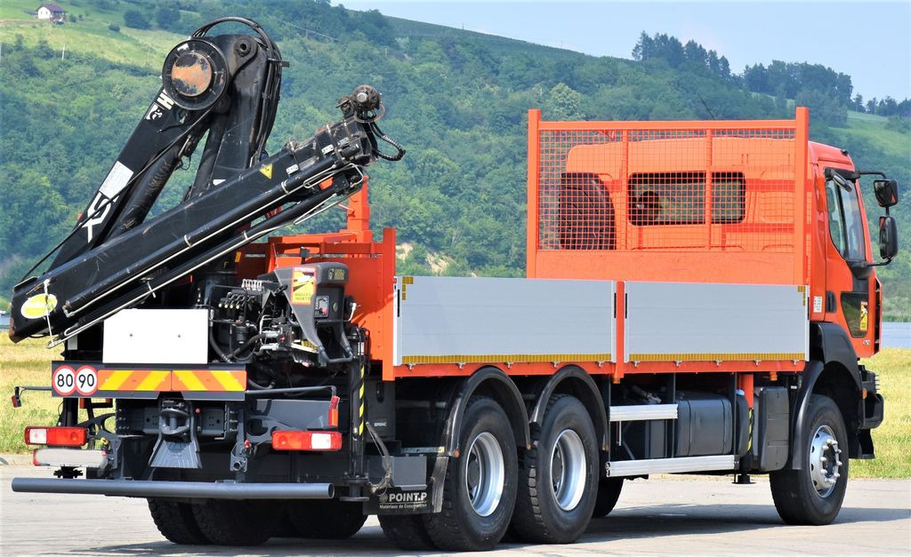 Crane truck, Dropside/ Flatbed truck Renault KERAX 410 * HIAB 144 B-3 HIDUO / 6x4 * TOP: picture 6