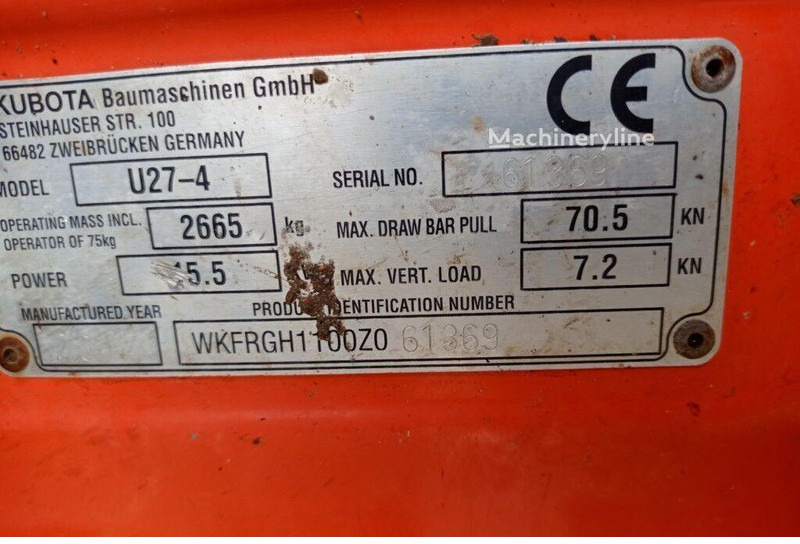 Leasing of Kubota U27-4 - Crawler mini excavator Kubota U27-4 - Crawler mini excavator: picture 15