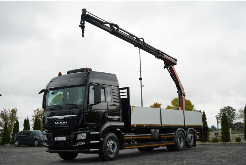 MAN TGS 26.440 / 6X2 / SKRZYNIOWY 7,5 M / OŚ PODNOSZONA  + HDS PALFI - Dropside/ Flatbed truck, Crane truck: picture 4 MAN TGS 26.440 / 6X2 / SKRZYNIOWY 7,5 M / OŚ PODNOSZONA  + HDS PALFI - Dropside/ Flatbed truck, Crane truck: picture 4