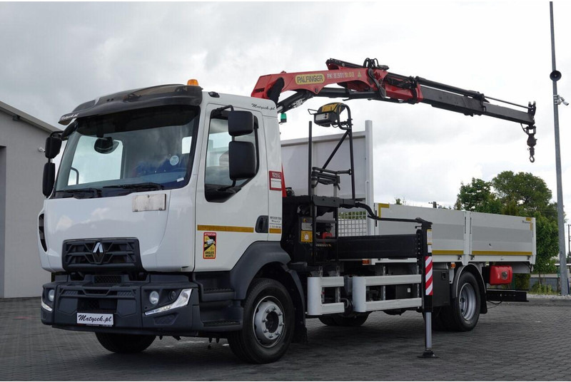 Renault D 210/ 4X2 / SKRZYNIOWY 5 M + HDS PALFINGER PK 8.501 SLD A / UD - Dropside/ Flatbed truck, Crane truck: picture 1 Renault D 210/ 4X2 / SKRZYNIOWY 5 M + HDS PALFINGER PK 8.501 SLD A / UD - Dropside/ Flatbed truck, Crane truck: picture 1