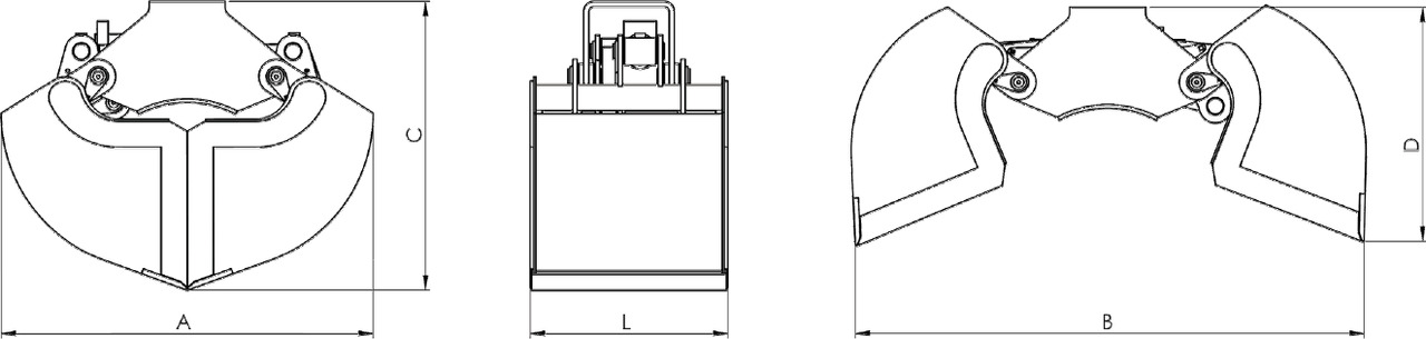 Clamshell bucket with sidewalls BV-L 50 - Clamshell bucket for Loader crane: picture 3 Clamshell bucket with sidewalls BV-L 50 - Clamshell bucket for Loader crane: picture 3