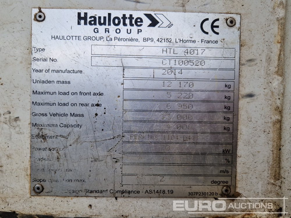 2014 Haulotte HTL4017 - Telescopic handler: picture 2 2014 Haulotte HTL4017 - Telescopic handler: picture 2
