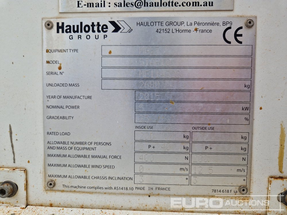 Vertical mast lift 2015 Haulotte Star 10: picture 23