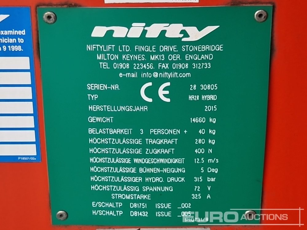 Aerial platform 2015 Niftylift HR28 Hybrid: picture 34