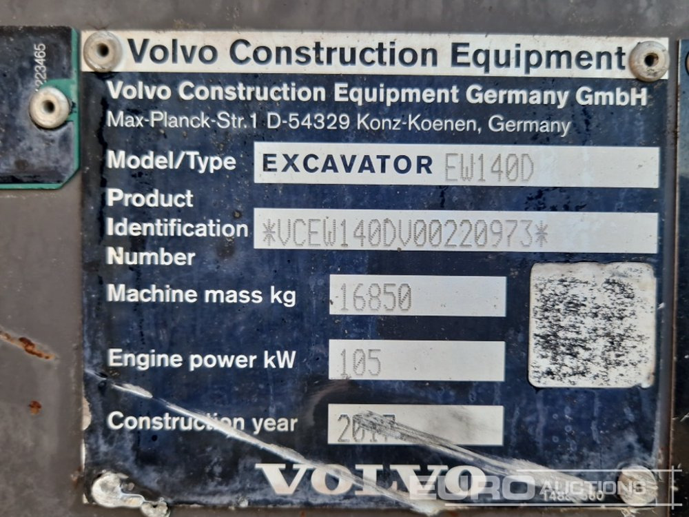 Wheel excavator 2017 Volvo EW140D: picture 44