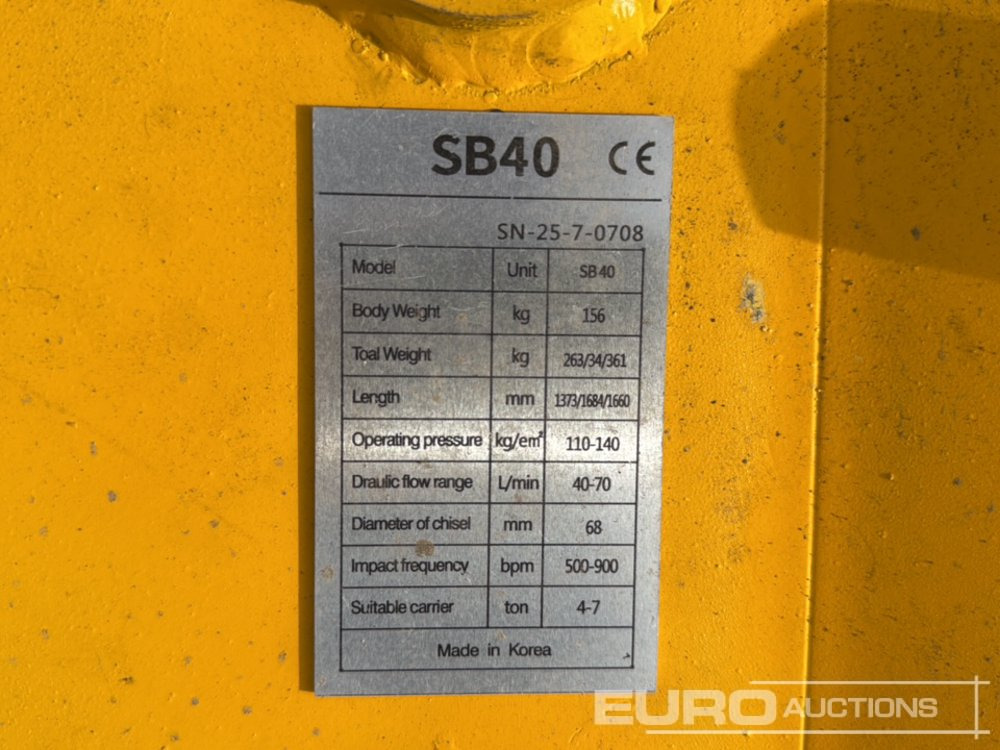 Unused Soosan SB40 - Hydraulic hammer: picture 5 Unused Soosan SB40 - Hydraulic hammer: picture 5