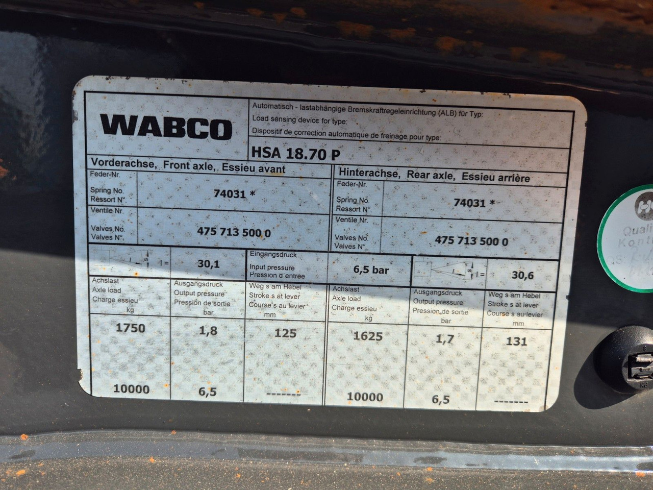 Chassis trailer Hüffermann HSA 18.70 P BPW 14.582kg Nutzlast: picture 17 Chassis trailer Hüffermann HSA 18.70 P BPW 14.582kg Nutzlast: picture 17