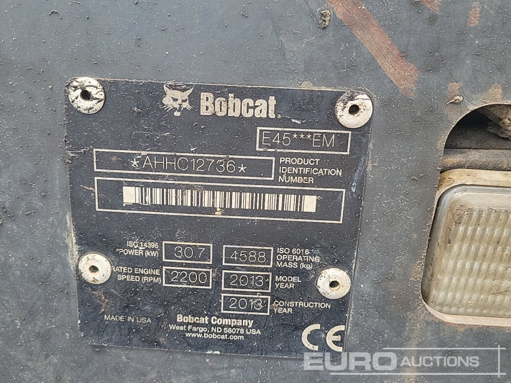 Mini excavator 2013 Bobcat E45EM: picture 46