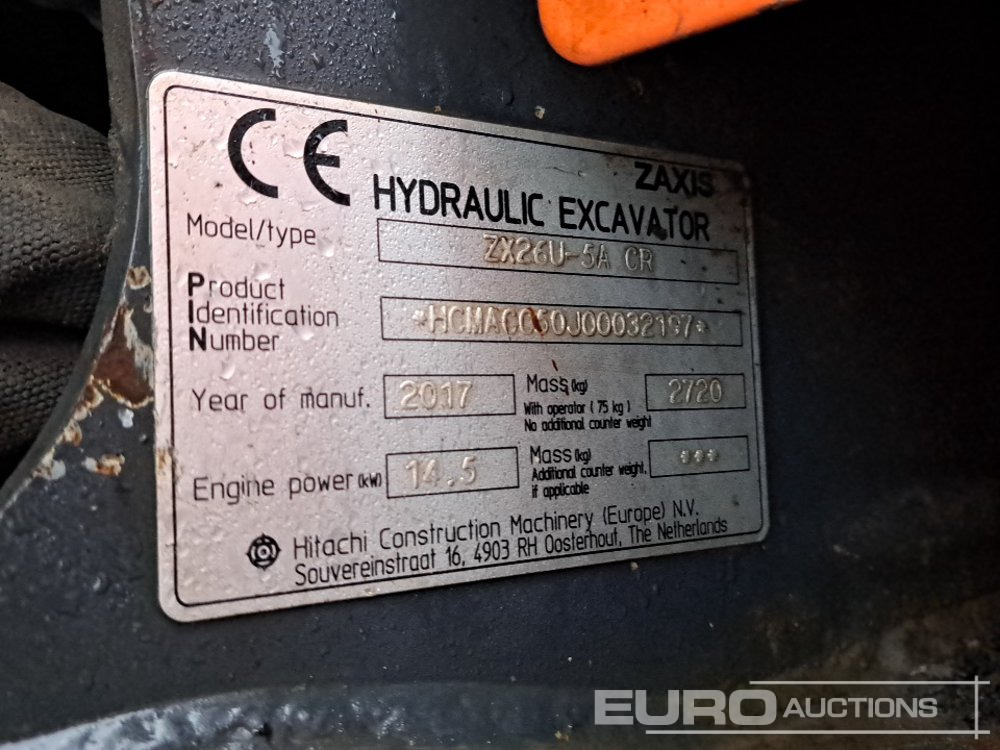Mini excavator 2017 Hitachi ZX26U-5A CR: picture 46 Mini excavator 2017 Hitachi ZX26U-5A CR: picture 46