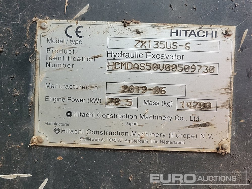 Crawler excavator 2019 Hitachi ZX135US-6: picture 49