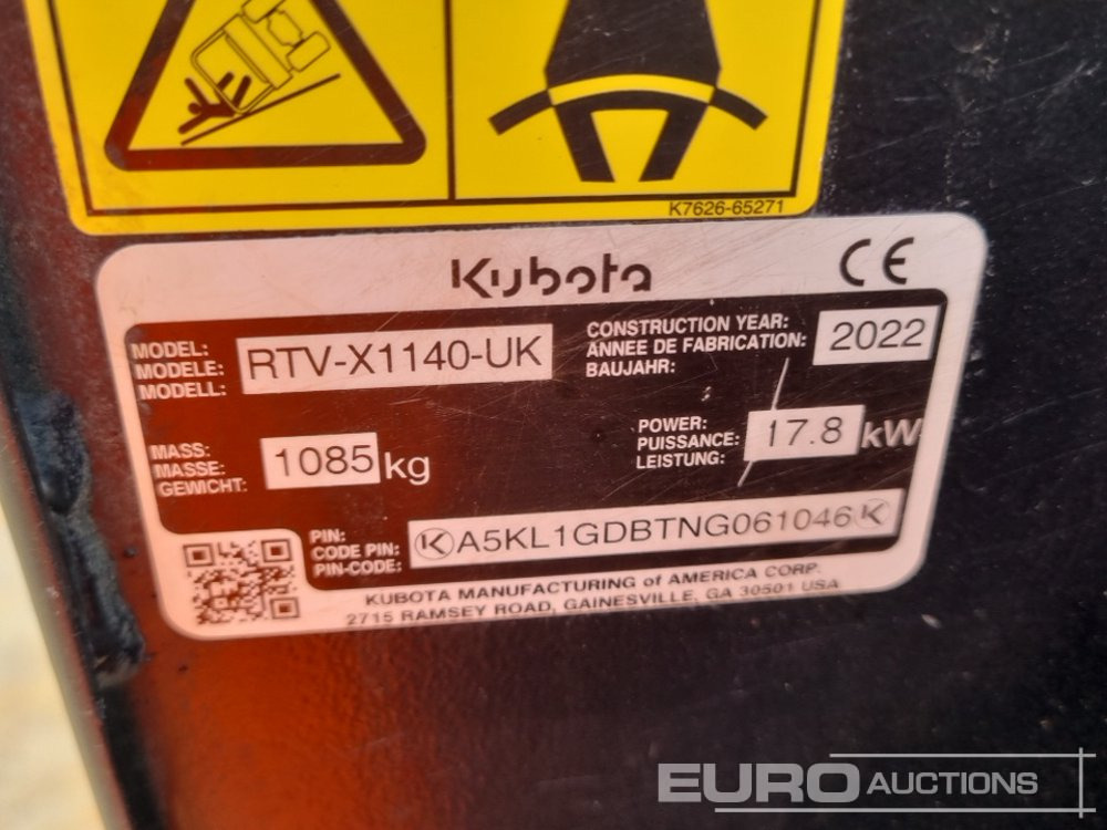 Side-by-side/ ATV Kubota RTV X1140: picture 34