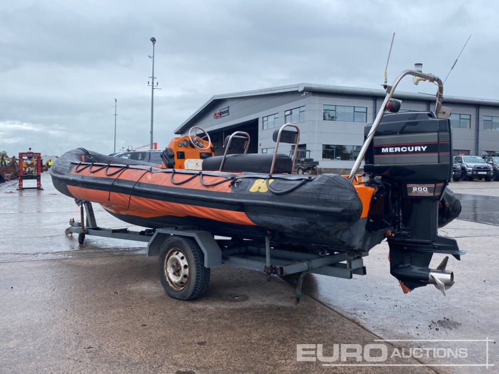 Rib Boat, Mercury 200 Motor, Single Axle Trailer - Plant trailer: picture 3 Rib Boat, Mercury 200 Motor, Single Axle Trailer - Plant trailer: picture 3