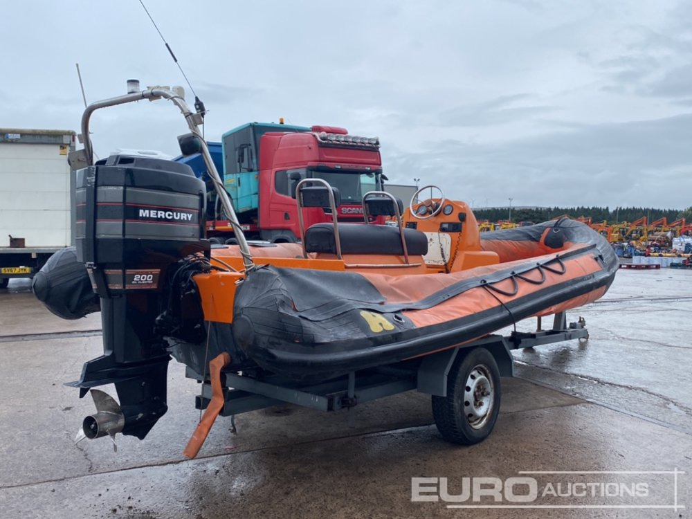 Rib Boat, Mercury 200 Motor, Single Axle Trailer - Plant trailer: picture 5 Rib Boat, Mercury 200 Motor, Single Axle Trailer - Plant trailer: picture 5