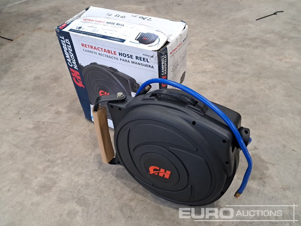 Unused 3/8 x 50ft Retractable Air Hose Reel - Workshop equipment: picture 1 Unused 3/8 x 50ft Retractable Air Hose Reel - Workshop equipment: picture 1