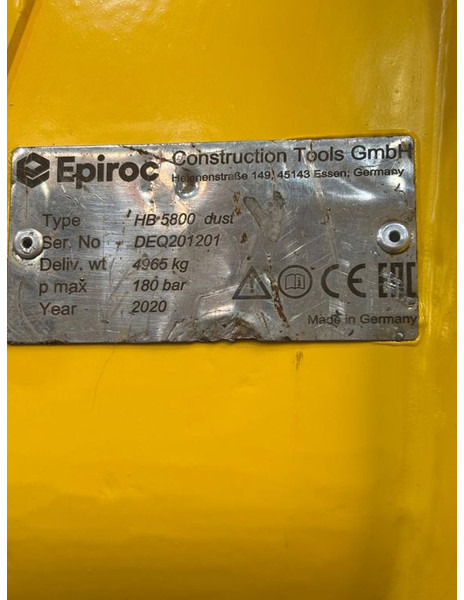 Epiroc HB5800 - Hydraulic hammer for Construction machinery: picture 1 Epiroc HB5800 - Hydraulic hammer for Construction machinery: picture 1