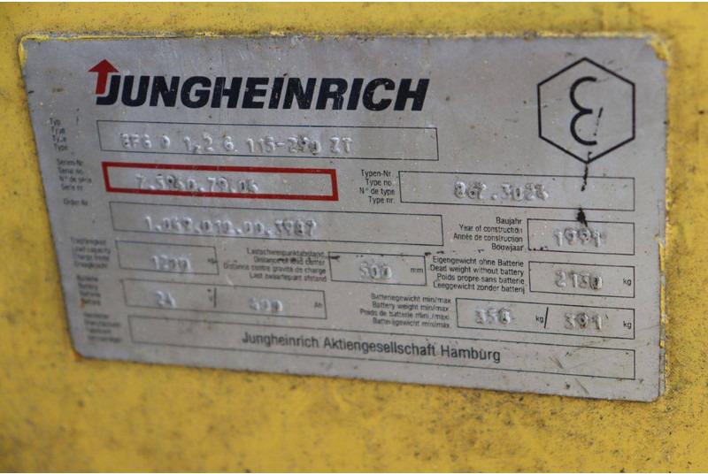 Jungheinrich Type BFG 1.2 6. 115-290 ZT - Electric forklift: picture 2 Jungheinrich Type BFG 1.2 6. 115-290 ZT - Electric forklift: picture 2