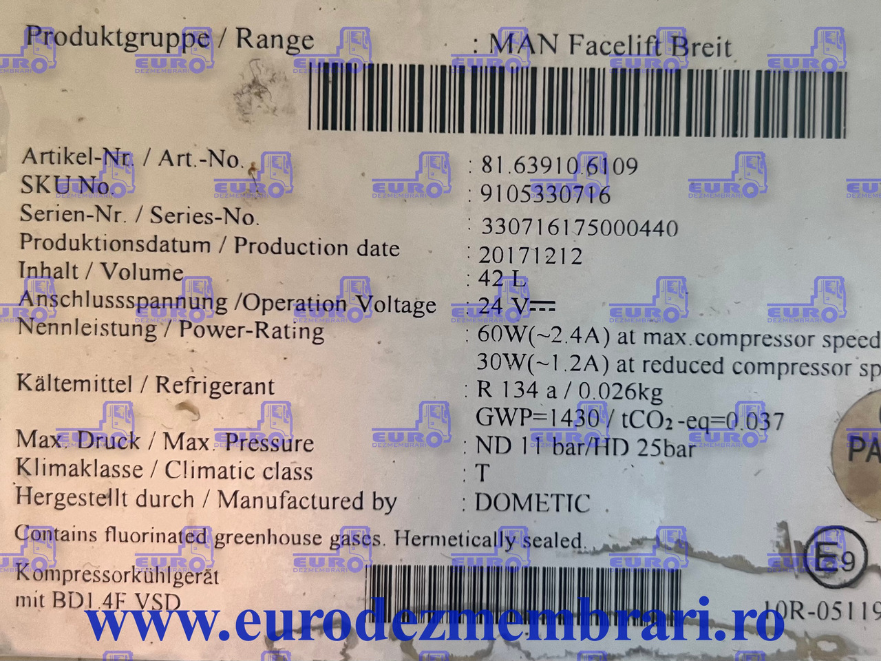 FRIGIDER MAN TGX TG2 81.63910.6109 - Cab and interior for Truck: picture 3 FRIGIDER MAN TGX TG2 81.63910.6109 - Cab and interior for Truck: picture 3