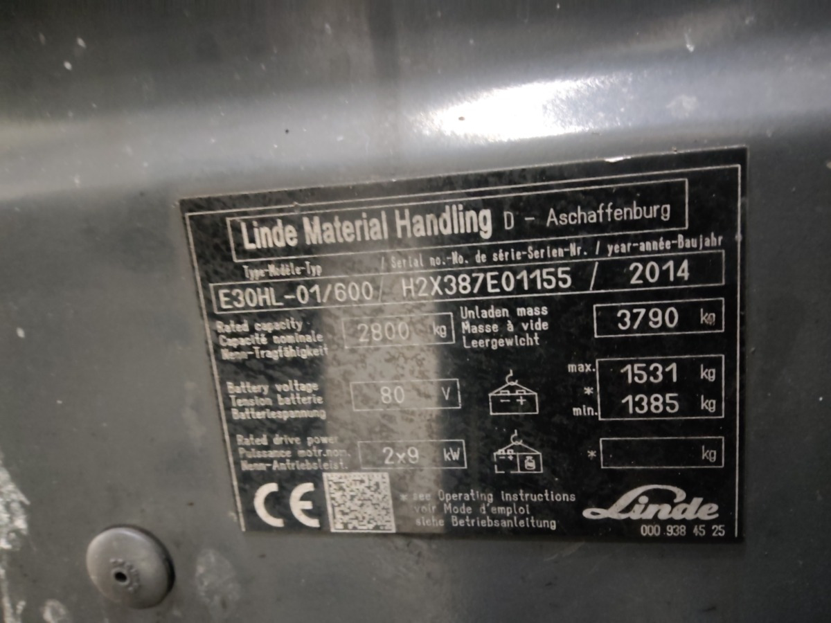 Linde E30HL-01/600 - Electric forklift: picture 5 Linde E30HL-01/600 - Electric forklift: picture 5